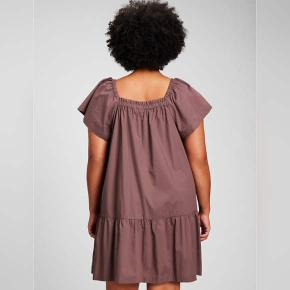 Gap Mocha Mousse Flutter Sleeve Babydoll Mini Dress Cottagecore Peasantcore - Picture 2 of 7